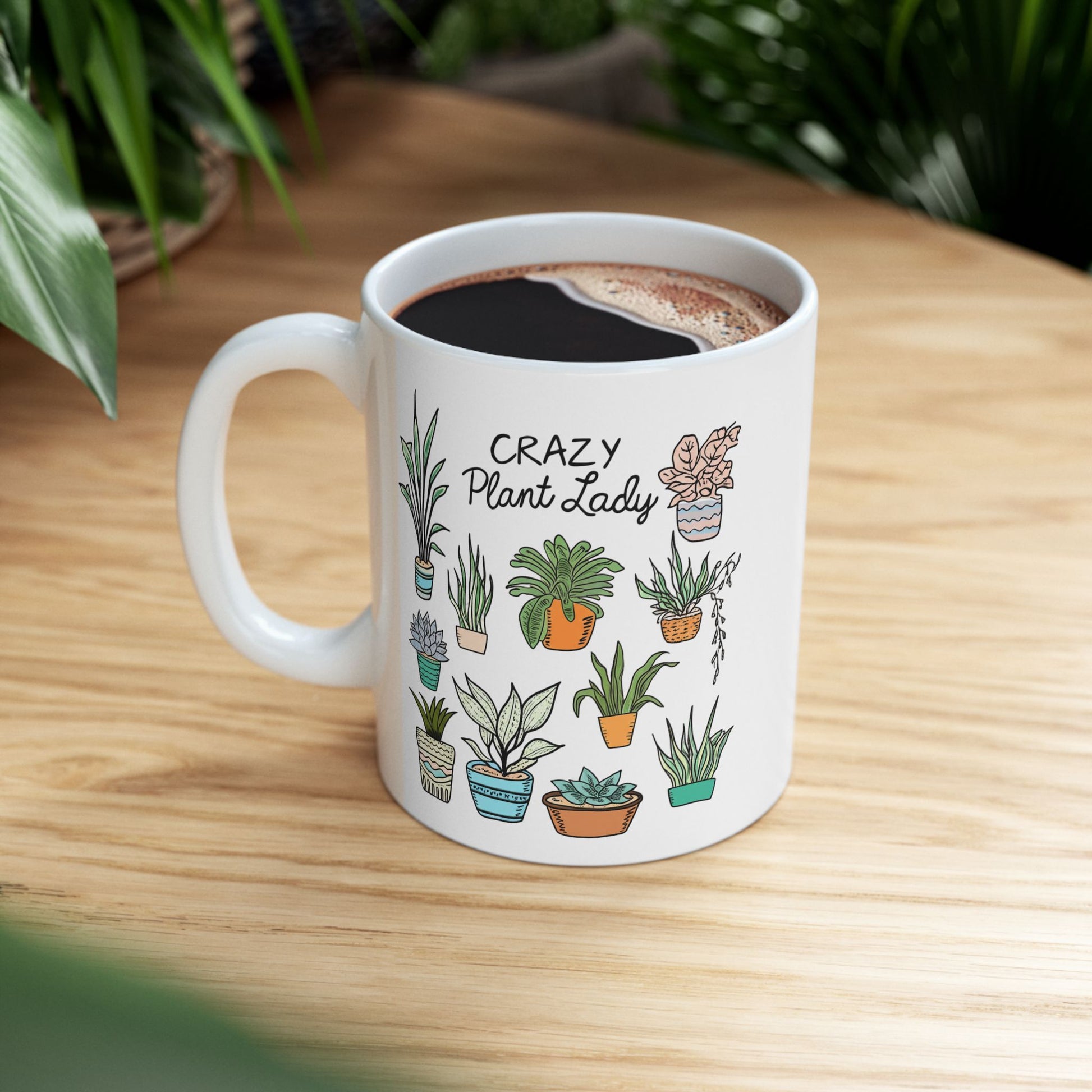 Crazy Plant Lady Mug - Cute Pot Plant Design Coffee Cup