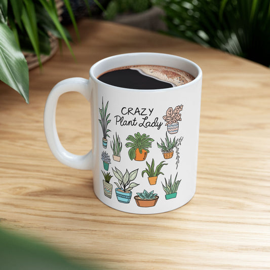 Crazy Plant Lady Mug - Cute Pot Plant Design Coffee Cup